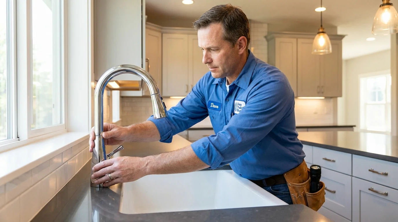 Kitchen faucet installation by Johns Plumbing LLC in Madison Lake
