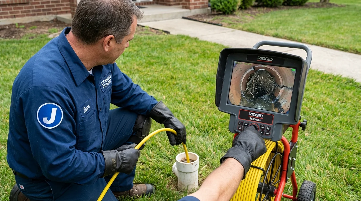 Sewer camera inspection being performed by Johns Plumbing LLC in Madison Lake