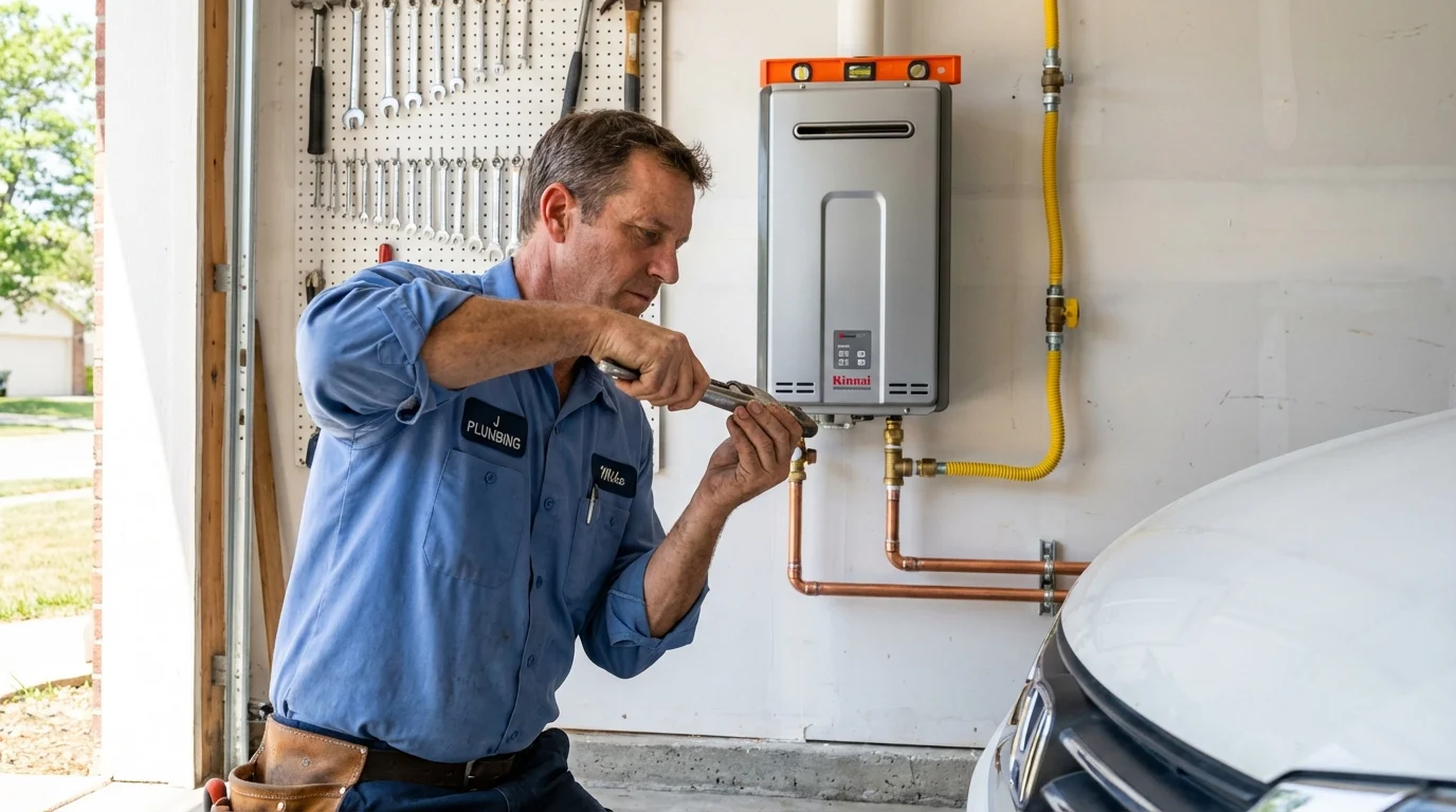 Tankless water heater installation by a Johns Plumbing LLC plumber in Madison Lake